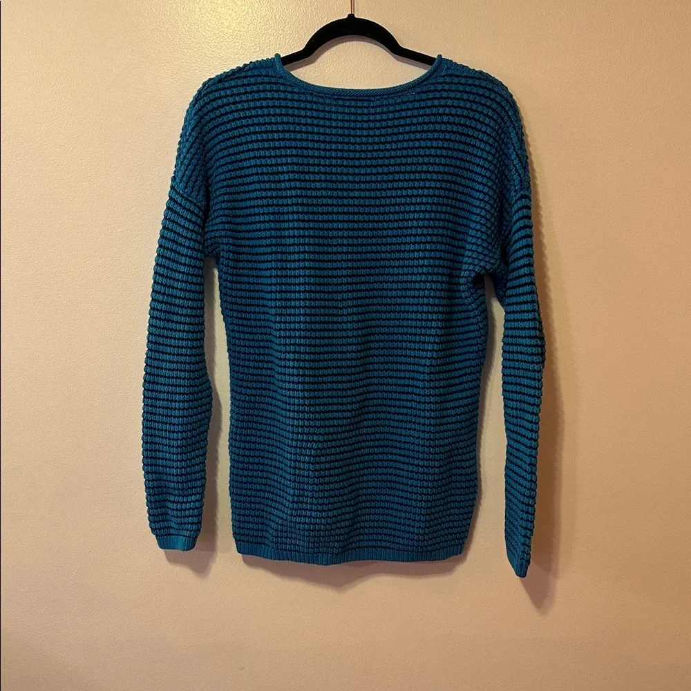 Liz Claiborne Blue Textured Knit Sweater Long Sleeve Pullover Women's Large - Picture 6 of 7